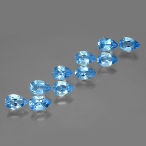 Pedras preciosas de topázio azul natural de 4,97 ct, formato de pêra, VVS-VS