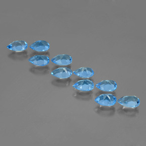 Pedras preciosas de topázio azul natural de 4,97 ct, formato de pêra, VVS-VS