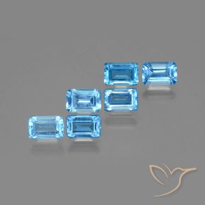 Pedras preciosas de topázio azul natural de 4,26 ct, corte esmeralda, VS