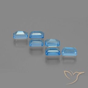 Pedras preciosas de topázio azul natural de 4,26 ct, corte esmeralda, VS