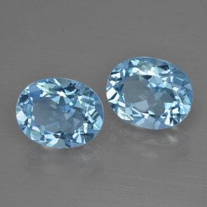 Pedras preciosas de topázio azul natural de 6,95 ct, corte oval, VS