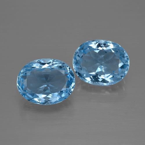 Pedras preciosas de topázio azul natural de 6,96 ct, corte oval, VS
