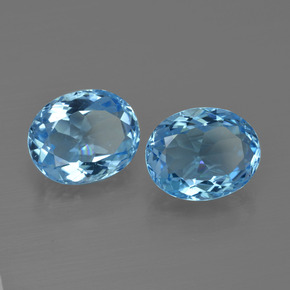 Pedras preciosas de topázio azul natural de 6,96 ct, corte oval, VS