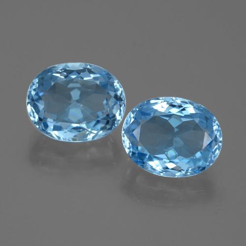 Pedras preciosas de topázio azul natural de 7,36 ct, corte oval, VVS