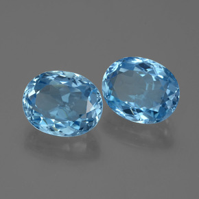 Pedras preciosas de topázio azul natural de 7,36 ct, corte oval, VVS