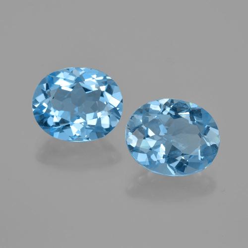 Pedras preciosas de topázio azul natural de 5,86 ct, corte oval, VVS