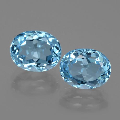 Pedras preciosas de topázio azul natural de 6,88 ct, corte oval, VVS