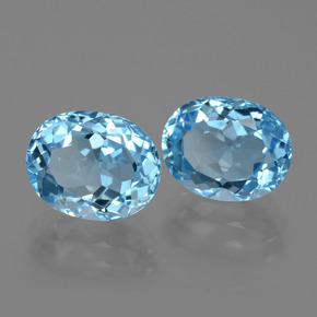 Pedras preciosas de topázio azul natural de 6,88 ct, corte oval, VVS
