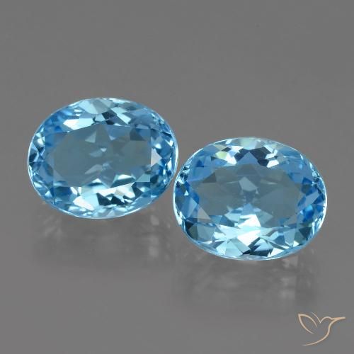 Pedras preciosas de Topázio Azul Suíço natural de 7.10 ct, Corte Oval, VVS-VS