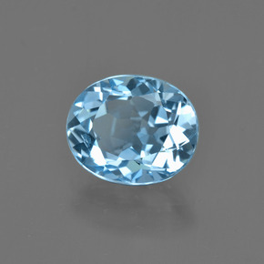 Topázio azul natural 3,38ct, corte oval, VS