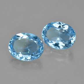 Pedras preciosas de topázio azul céu natural de 6,53 ct, corte oval, VVS