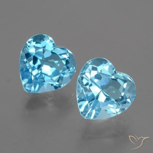 6.89ctw Natural Azul Suíço Topázio, Coração, VVS-VS