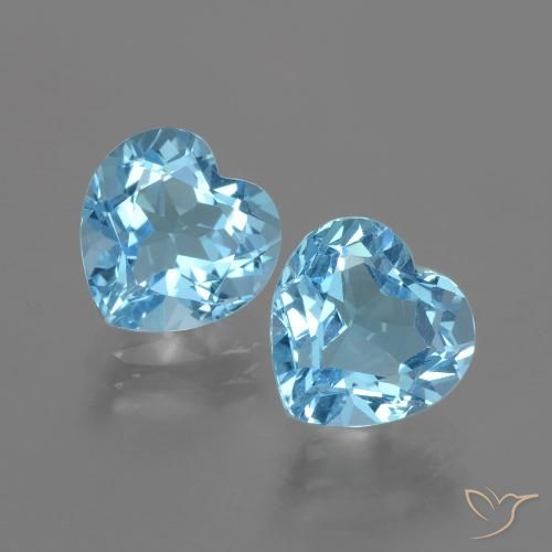 6.62ctw Natural Azul Suíço Topázio, Coração, VVS-VS