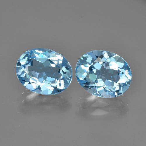 Pedras preciosas de topázio azul natural de 5,96 ct, corte oval, VVS