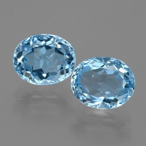 Pedras preciosas de topázio azul natural de 6,95 ct, corte oval, VVS