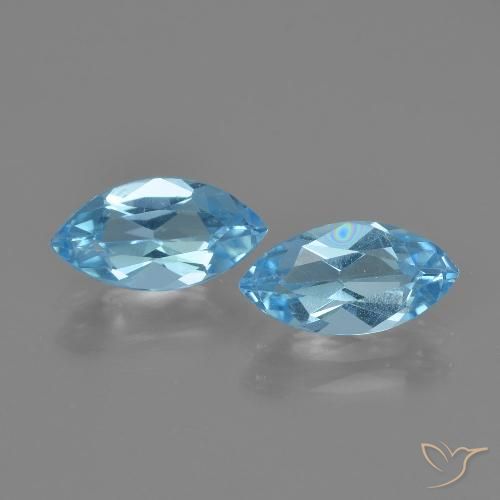 2.50ctw Natural Céu azul Topázio, Marquesa, VVS-VS