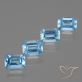 Pedras preciosas de Topázio Céu azul natural de 4.72 ct, Corte Octógono / Esmeralda, VVS-VS