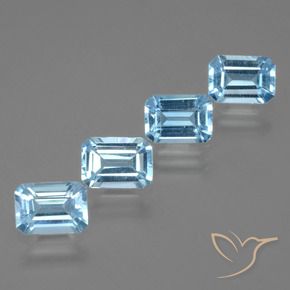 Pedras preciosas de Topázio Céu azul natural de 4.71 ct, Corte Octógono / Esmeralda, VVS-VS