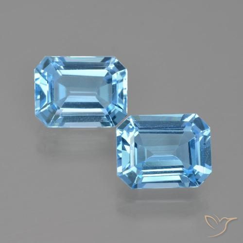 Pedras preciosas de topázio azul natural de 5,30 ct, corte esmeralda, VVS-VS