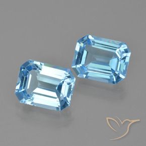 Pedras preciosas de topázio azul natural de 5,30 ct, corte esmeralda, VVS-VS