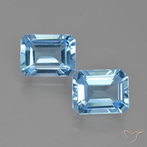 5.00ctw Natural Azul Suíço Topázio, Corte Esmeralda, VVS-VS