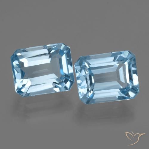Pedras preciosas de topázio azul natural de 5,82 ct, corte esmeralda, VVS-VS