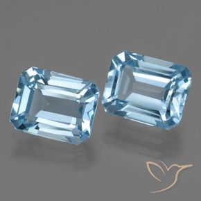 Pedras preciosas de topázio azul natural de 5,82 ct, corte esmeralda, VVS-VS