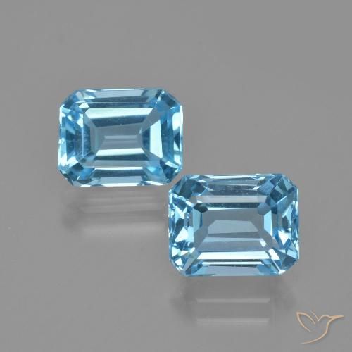 5.97ctw Natural Céu azul Topázio, Corte Esmeralda, VVS-VS