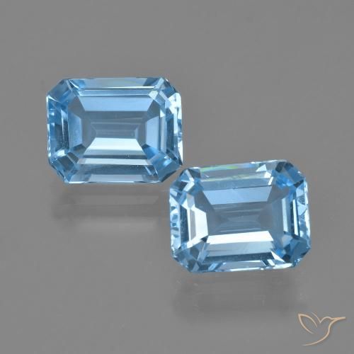 4.87ctw Natural Azul Suíço Topázio, Corte Esmeralda, VVS-VS