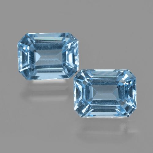 Pedras preciosas de topázio azul natural de 5,69 ct, corte esmeralda, VVS