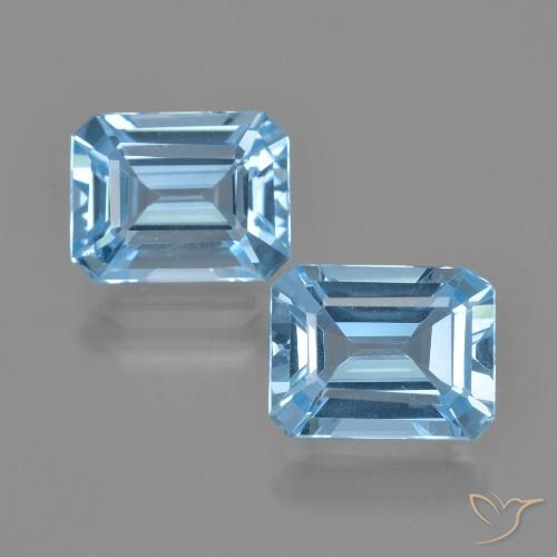 Pedras preciosas de Topázio Azul Suíço natural de 5.25 ct, Corte Esmeralda, VVS-VS