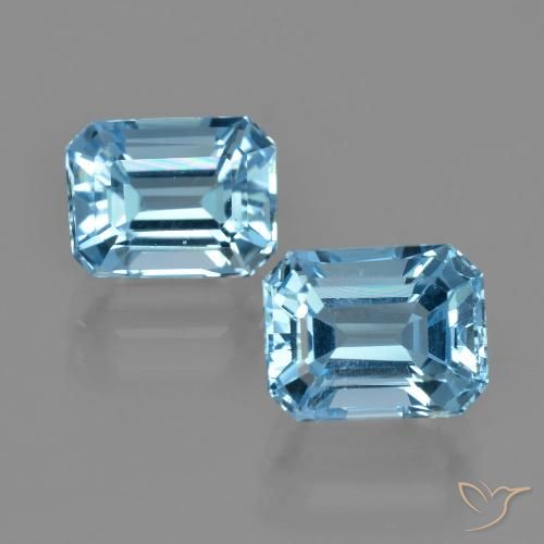 6.43ctw Natural Azul Suíço Topázio, Corte Esmeralda, VVS-VS