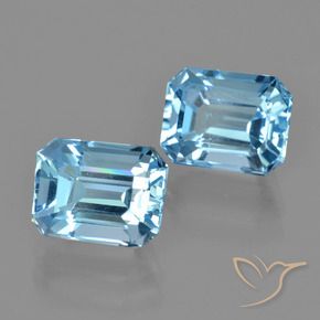 Pedras preciosas de Topázio Azul Suíço natural de 6.43 ct, Corte Octógono / Esmeralda, VVS-VS