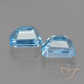 Pedras preciosas de Topázio Azul Suíço natural de 6.43 ct, Corte Octógono / Esmeralda, VVS-VS