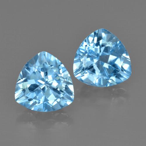 Pedras preciosas de topázio azul natural de 5,86 ct, trillion, VVS
