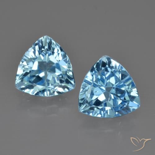 Pedras preciosas de topázio azul natural de 5,74 ct, trillion, VS