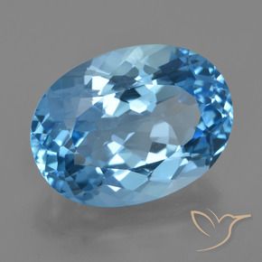 Topázio Azul Suíço Natural 22.72ct, oval, VVS-VS