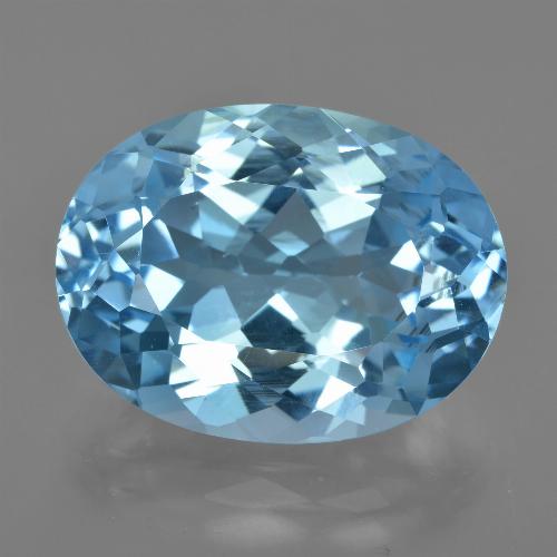 Topázio azul natural 22,82ct, corte oval, VVS