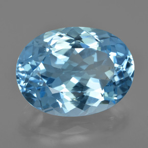Topázio azul natural 22,82ct, corte oval, VVS