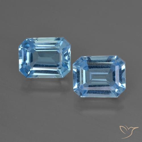 5.26ctw Natural Azul Suíço Topázio, Corte Esmeralda, VVS-VS