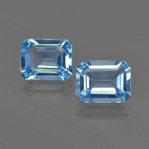 Pedras preciosas de topázio azul natural de 4,80 ct, corte esmeralda, VVS