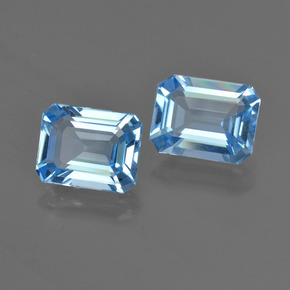 Pedras preciosas de topázio azul natural de 4,80 ct, corte esmeralda, VVS