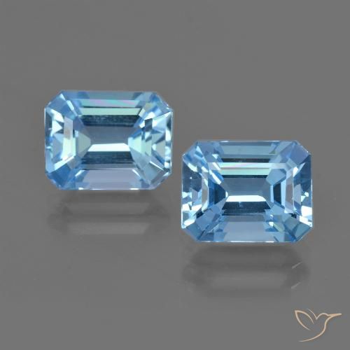 Pedras preciosas de Topázio Azul Suíço natural de 5.87 ct, Corte Esmeralda, VVS