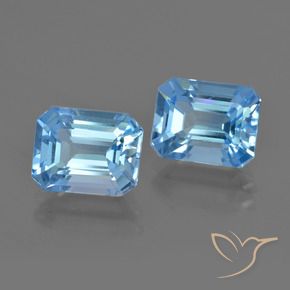 Pedras preciosas de Topázio Azul Suíço natural de 5.87 ct, Corte Esmeralda, VVS