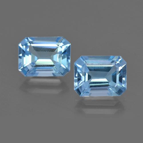 Pedras preciosas de topázio azul natural de 5,15 ct, corte esmeralda, VVS