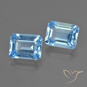 Pedras preciosas de Topázio Céu azul natural de 5.75 ct, Corte Octógono / Esmeralda, VVS