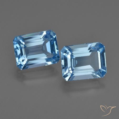 5.50ctw Natural Azul Suíço Topázio, Corte Esmeralda, VVS-VS