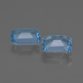 Pedras preciosas de topázio azul natural de 4,26 ct, corte esmeralda, VS