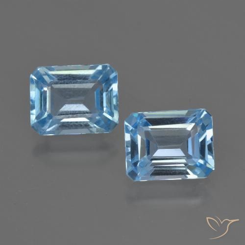 5.73ctw Natural Céu azul Topázio, Corte Esmeralda, VVS-VS