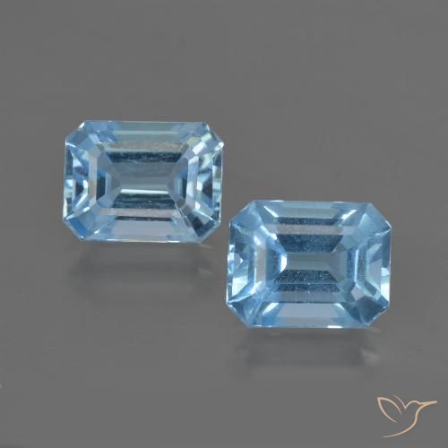 5.75ctw Natural Azul Suíço Topázio, Corte Esmeralda, VVS-VS
